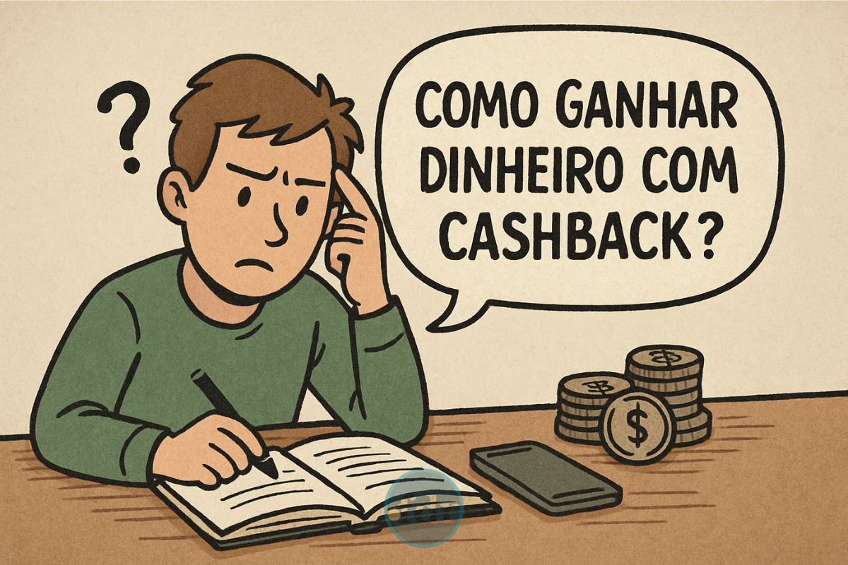 Ilustração de uma pessoa pensando em Como ganhar dinheiro com cashback