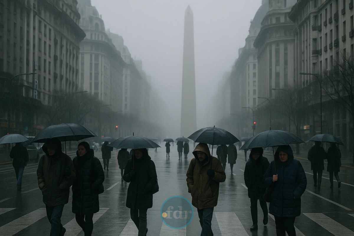 Pessoas andam na rua durante o dia mais frio do ano