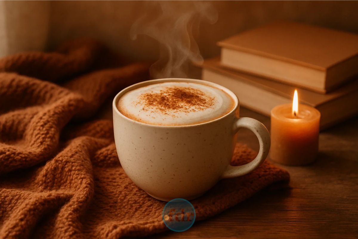 Uma xícara pronta da receita de cappuccino cremoso