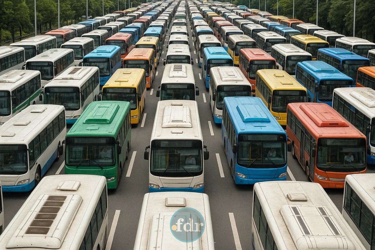 Ilustração da greve de ônibus em São Paulo