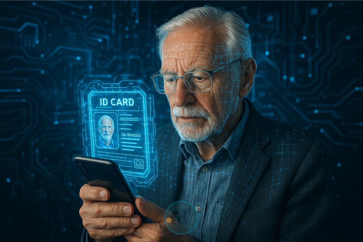 Um senhor com celular na mão vê as mudanças no Documento para quem tem mais de 60 anos muda em 2025
