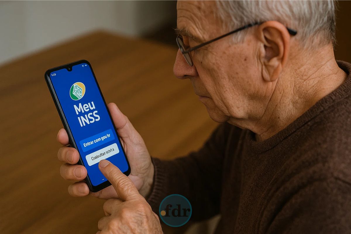 Um senhor fazendo o login no Meu INSS
