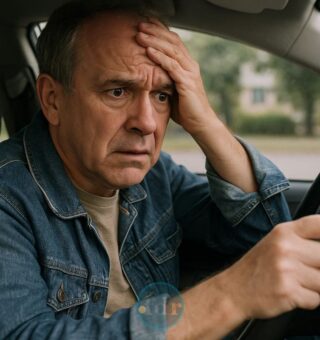 Um dos Motoristas +50 anos preocupados em frente ao volante