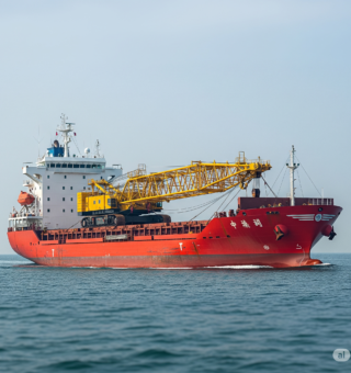 Conheça o navio chinês que transportou gruas gigantes: 80 metros de altura impressionam
