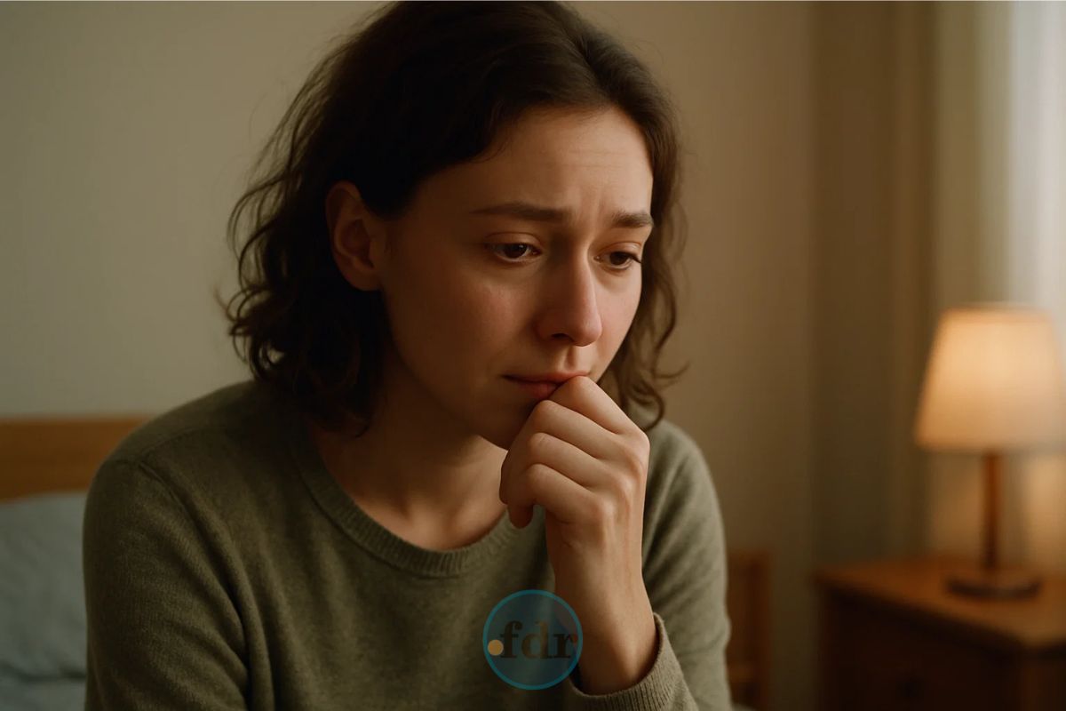 Uma mulher refletindo se questiona: Por que eu sinto vontade de chorar do nada