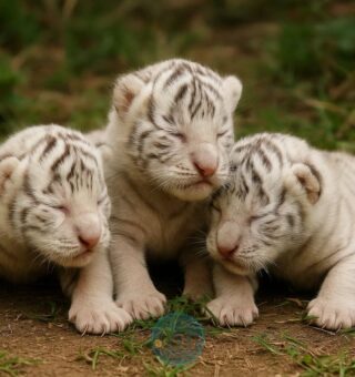 3 filhotes de tigre juntos no chão