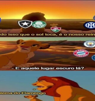 Meme com rei leão parodiando a situação do Flamengo