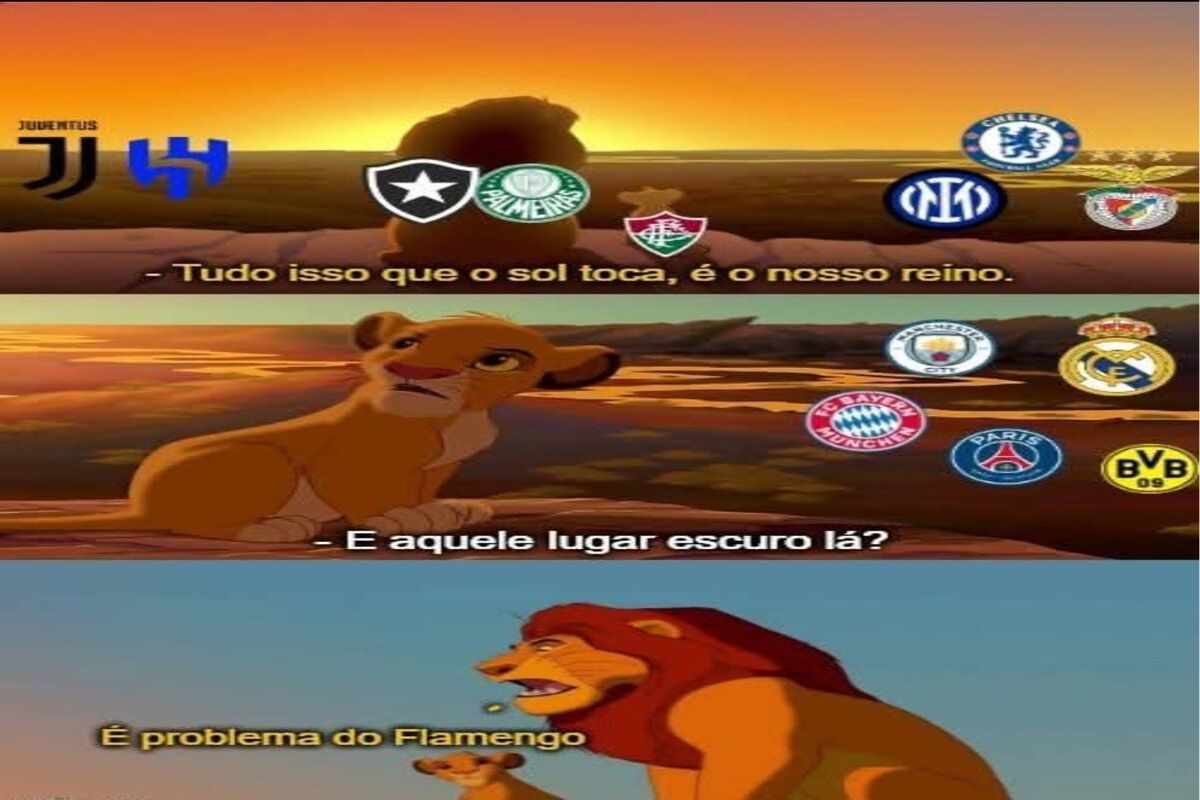 Meme com rei leão parodiando a situação do Flamengo