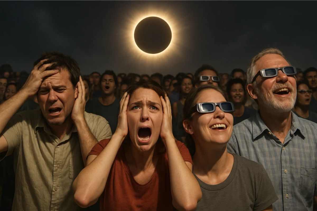 Pessoas vendo Eclipse Solar