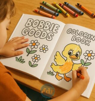 Uma menina pintando um livro Bobbie Goods
