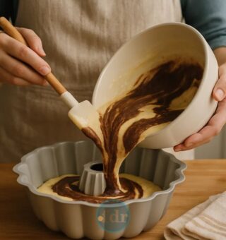 Uma mulher fazendo um Bolo de Mármore