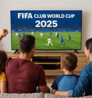 Uma família vendo o jogo após o chaveamento Mundial de Clubes