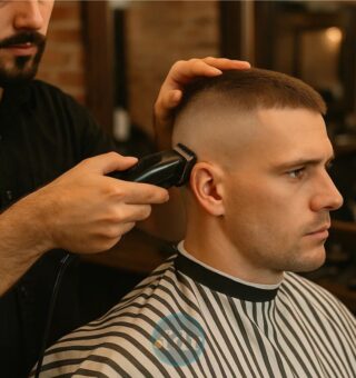 Um rapaz fazendo o Corte militar masculino em 2025