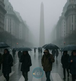 Pessoas andam na rua durante o dia mais frio do ano
