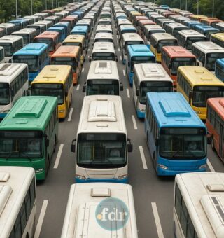 Ilustração da greve de ônibus em São Paulo