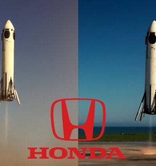 Foguete da Honda subindo e pousando