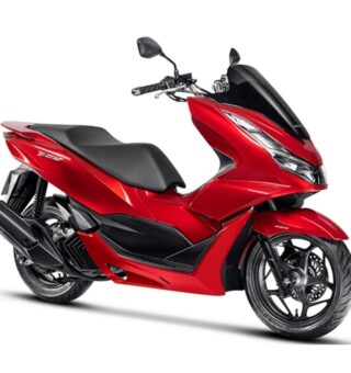 Imagem de divulgação de uma das Honda motos PCX 2025 na cor vermelha