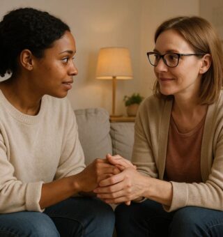 Uma mulher conversa com sua amiga, consciente da Inteligência Emocional