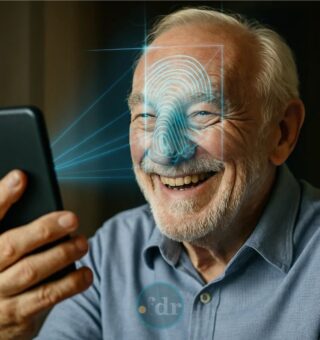 Um senhor com o celular fazendo a Prova de Vida INSS