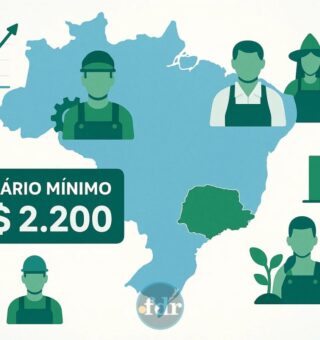Uma ilustração do mapa de um local com salário mínimo de R$ 2.200