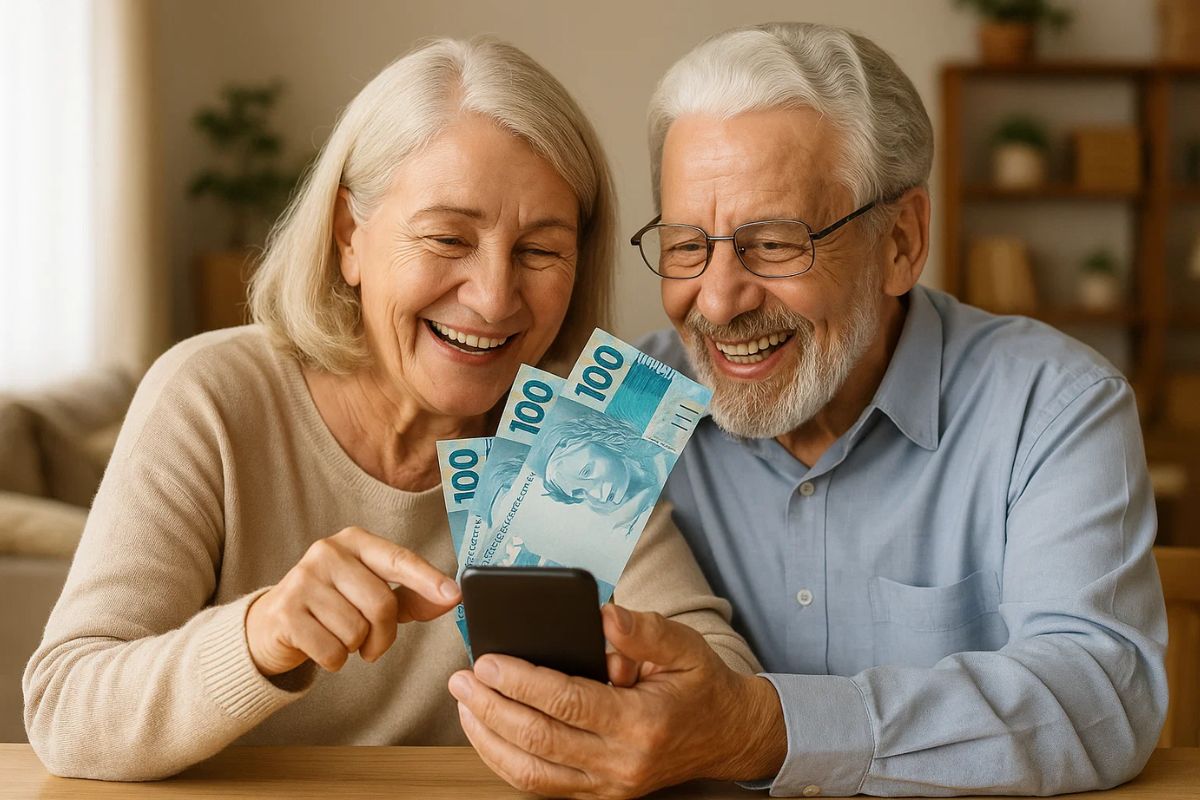 Um casal de idosos vê o dinheiro do seu14º salário sair do celular