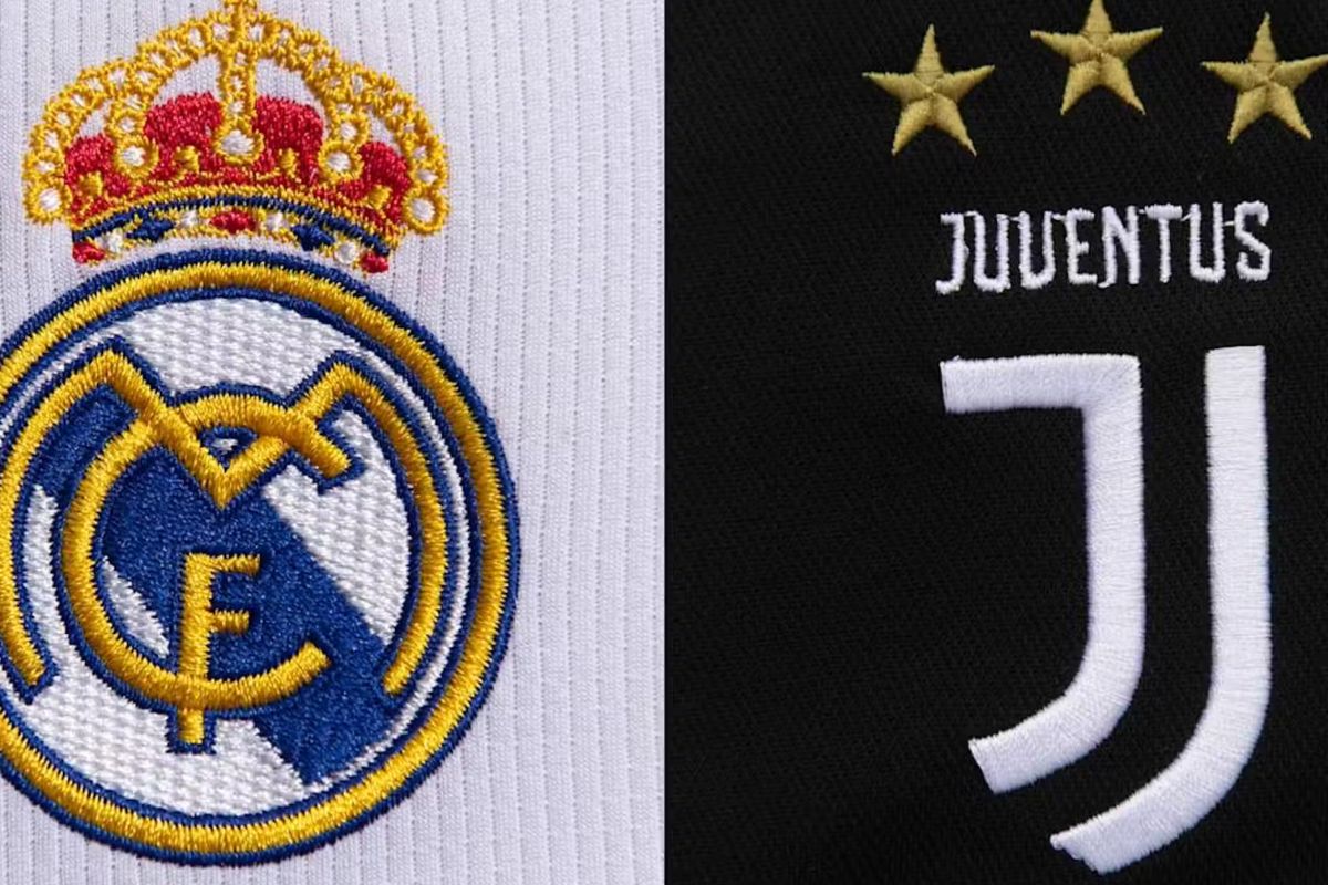 Logos da camiseta de Real Madrid e Juventus 