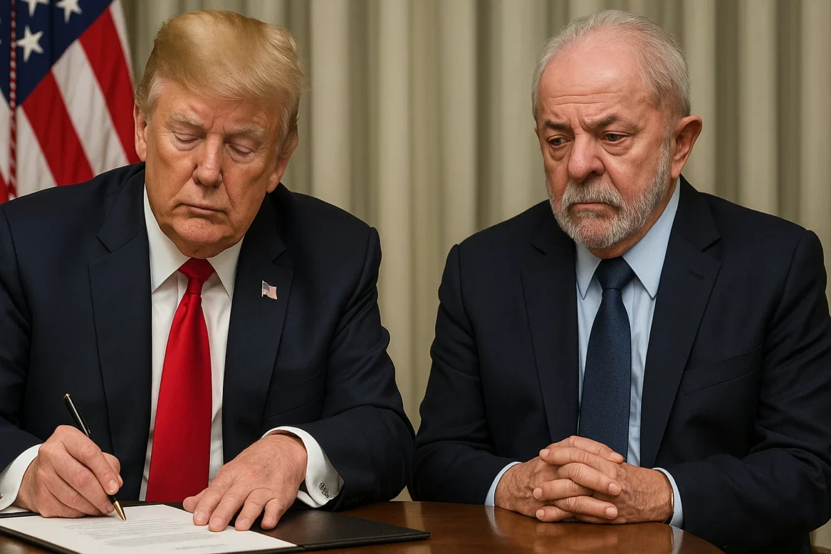 URGENTE! Trump acaba de assinar o decreto que impõe tarifa de 50% ao Brasil