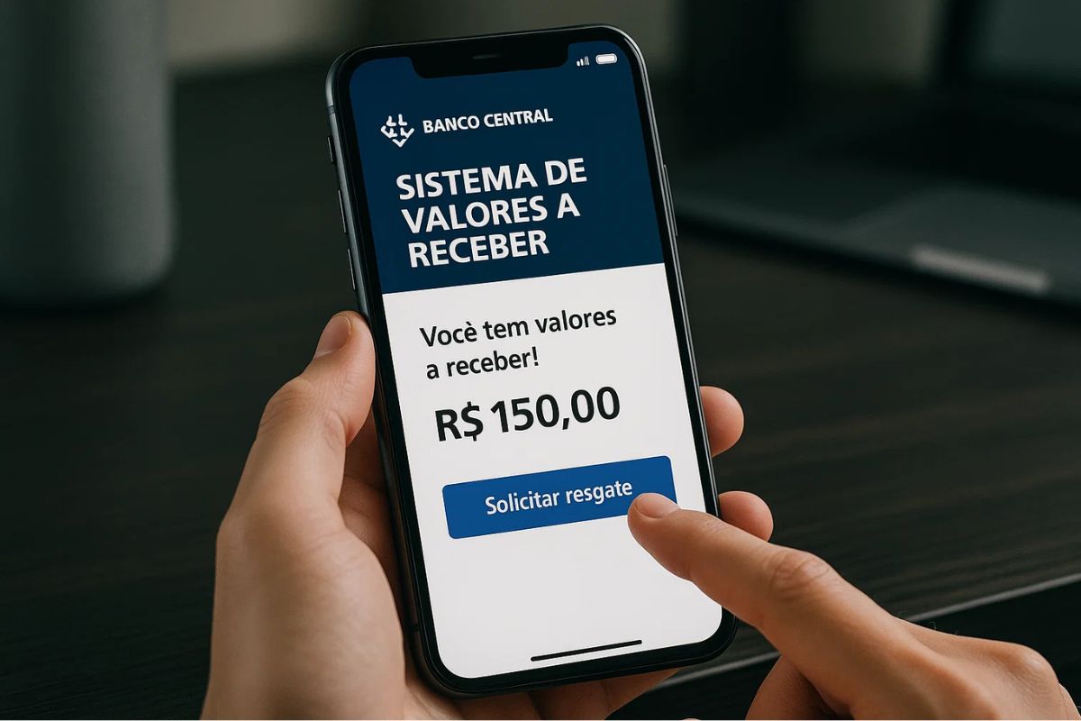 Uma pessoa entrando no sistema do Banco Central para pegar seu valor a receber