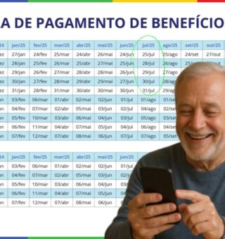 Um senhor conferindo o Calendário INSS Julho