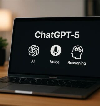 ChatGPT-5 na tela de um notebook