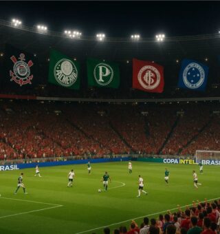 Campo com bandeira dos jogos da Copa do Brasil 2025