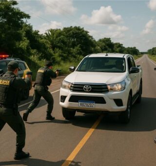 ´Três policiais interceptam uma Hilux furtada