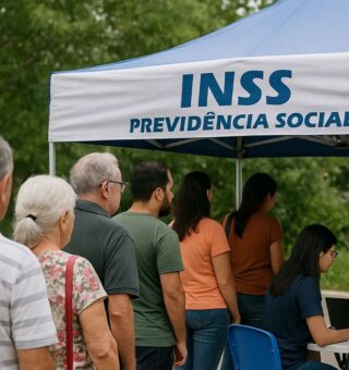 Uma fila de beneficiário do INSS em Minas Gerais
