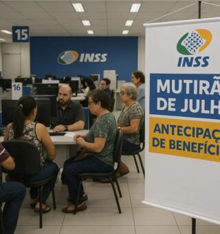 Uma agência cheia enquanto o INSS realiza mutirão