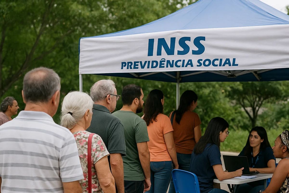 Uma fila de beneficiário do INSS em Minas Gerais