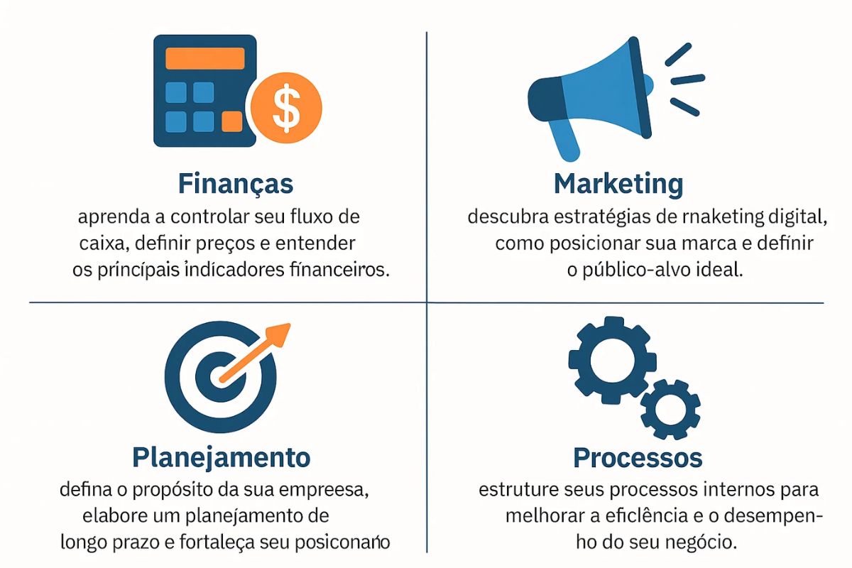 Quadro de disciplinas abordadas na mentoria