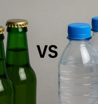 Comparação entre garrafas de vidro e de plástico para ver qual tem mais Microplástico