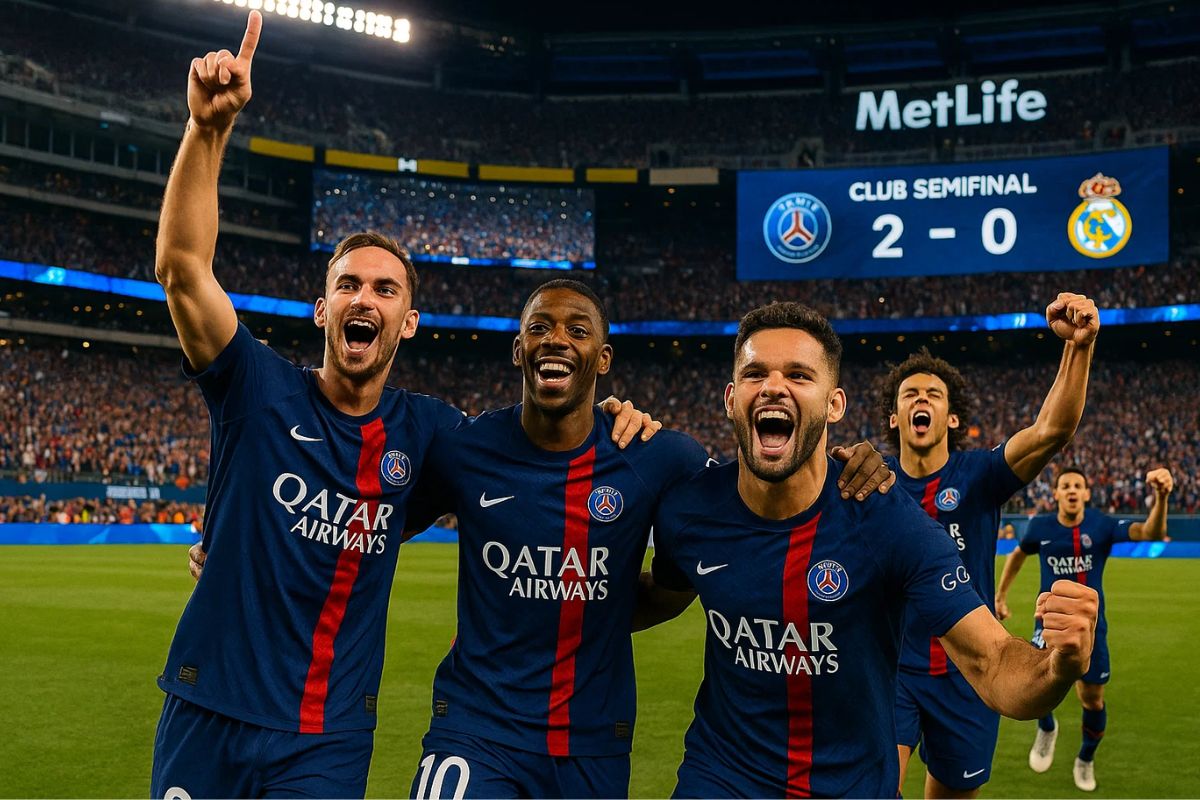 Jogadores do PSG comemorando em campo
