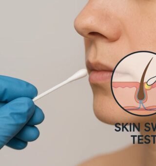 Fazendo teste de Parkinson com swab