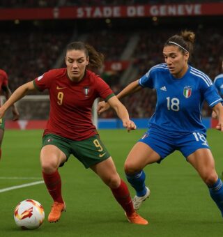 jogadoras de Portugal e Itália se enfrentam em campo