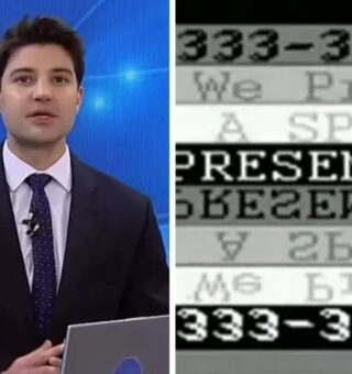 Imagem da apresentação do Record news ao lado a imagem estranha