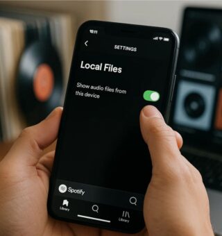Uma pessoa configurando o Spotify em seu smartphone