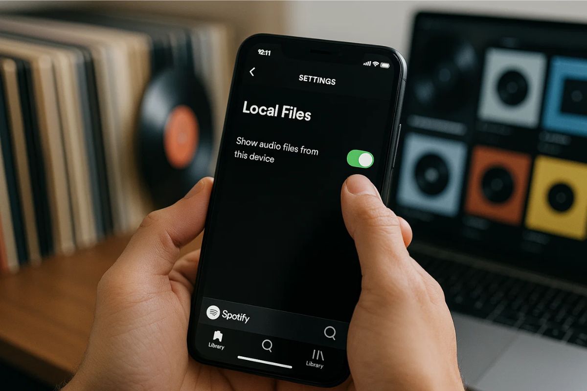 Uma pessoa configurando o Spotify em seu smartphone