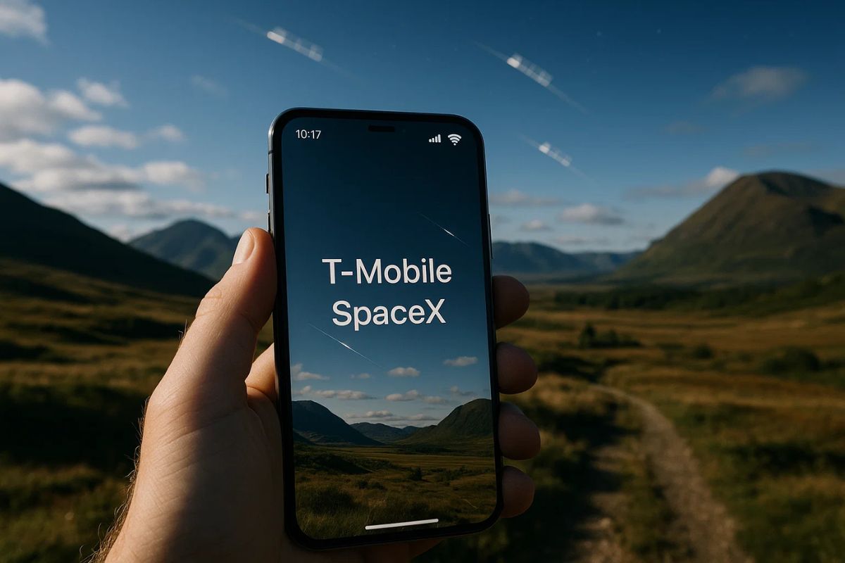Uma pessoa usando o celular para conectar na Starlink