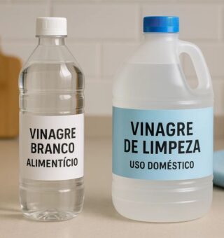 Dois potes um ao lado do outro Vinagre Branco ou Vinagre de Limpeza