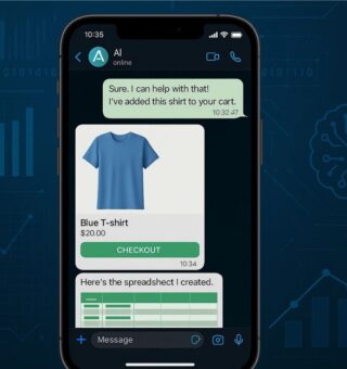 Uma tela na conversa do WhatsApp usando IA