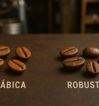 Imagem comparando o café arábica e robusta