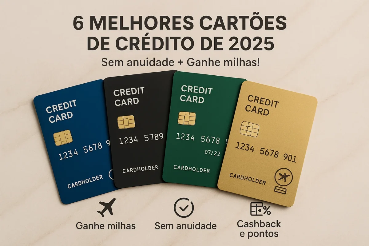 Descubra quais são os 6 MELHORES CARTÕES DE CRÉDITO de 2025 sem anuidade e com milhas