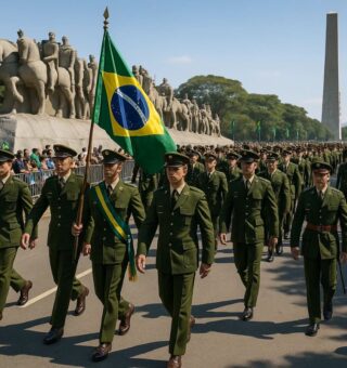 Imagem de um desfile de 09 de Julho