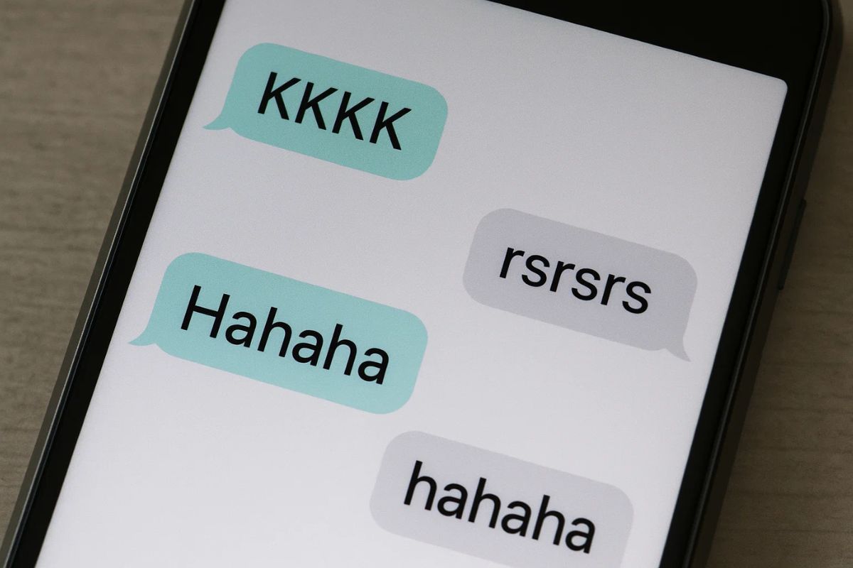 Uma foto de conversas com forma correta de rir
